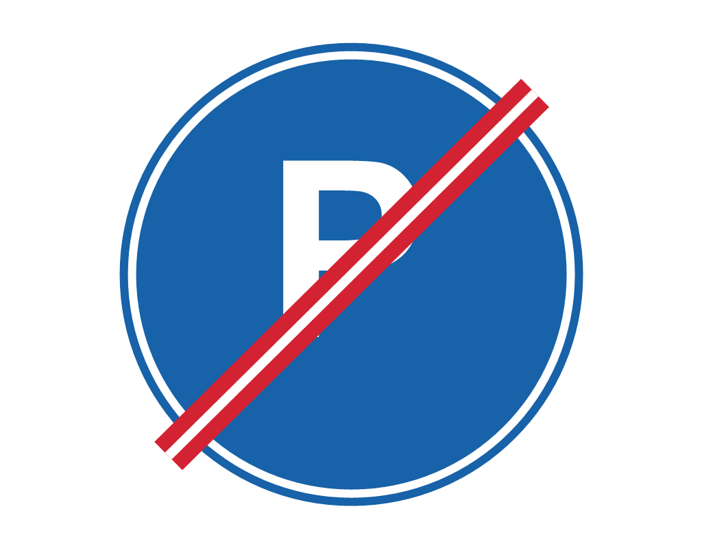 NO PARKING sign